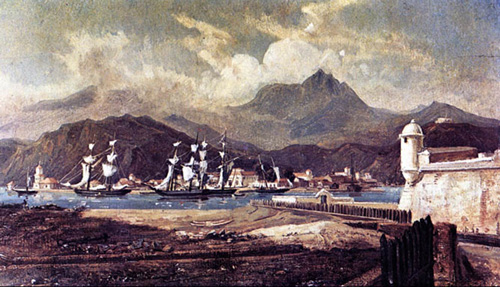 Paisaje de la Bah&iacute;a de Puerto Cabello, Ferdinand Bellermann
