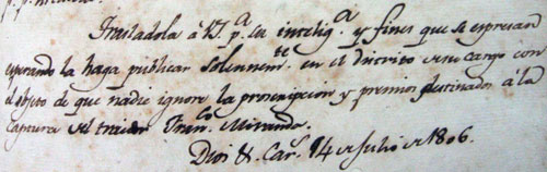 Orden de captura sobre Miranda